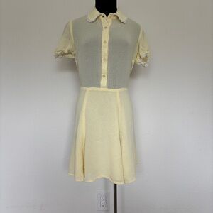 Reformation Butter Yellow Chiffon Shirtdress